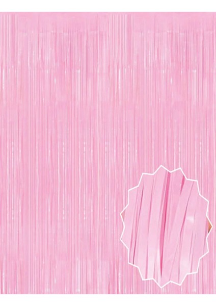 Soft Pembe Püsküllü Kapı Perdesi