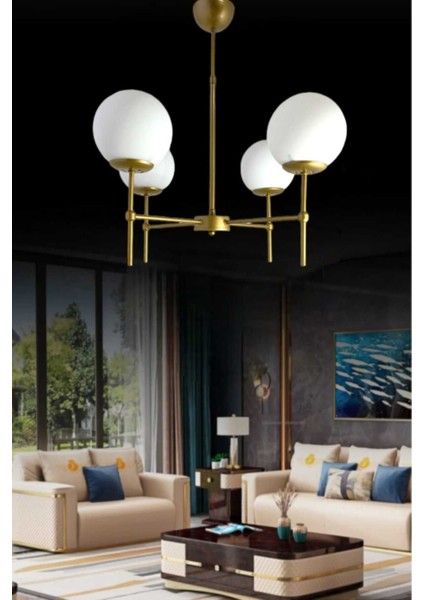 Modern 4'lü Eskitme Boyalı Avize, Beyaz Cam Detaylarıyla Şık Aydınlatma Seçeneği modelleri