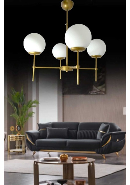 Modern 4'lü Eskitme Boyalı Avize, Beyaz Cam Detaylarıyla Şık Aydınlatma Seçeneği fırsatları