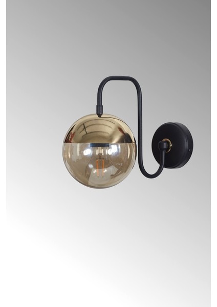 Şık Siyah Metal Gövde Bal Rengi Camlı Lüks Aplik, Evinizde Zarafet Sağlar. modelleri