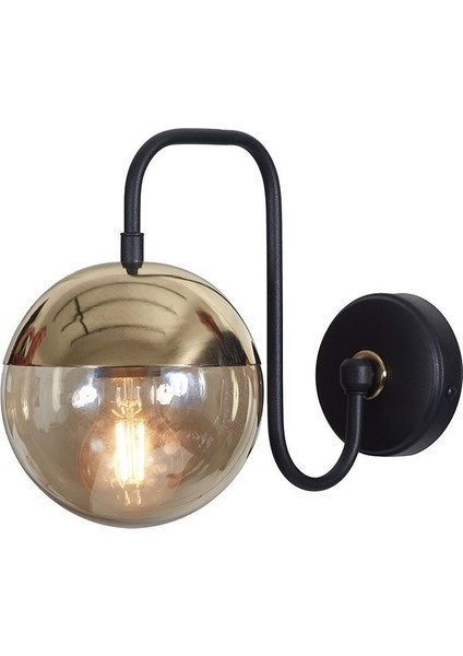 Şık Siyah Metal Gövde Bal Rengi Camlı Lüks Aplik, Evinizde Zarafet Sağlar. fırsatları