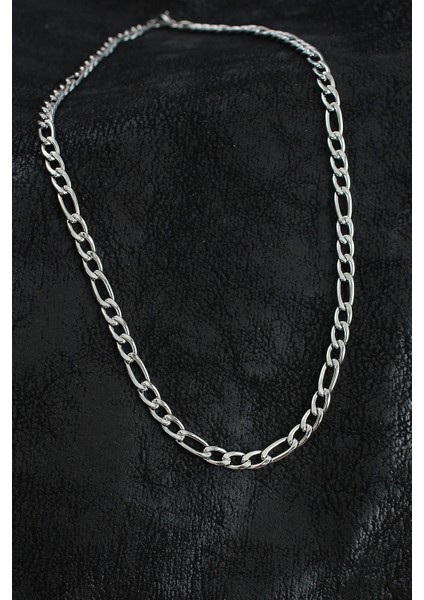 316L Çelik Kalın Figaro Zincir Model Gümüş Renk Erkek Kolye