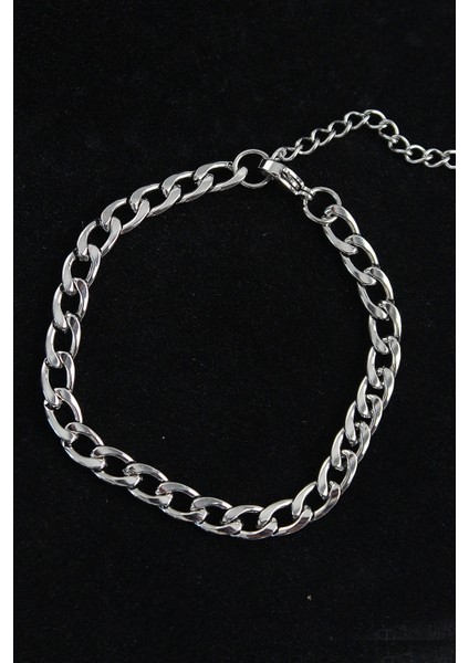 316L Çelik Kalın Klasik Model Gümüş Renk Erkek Bileklik