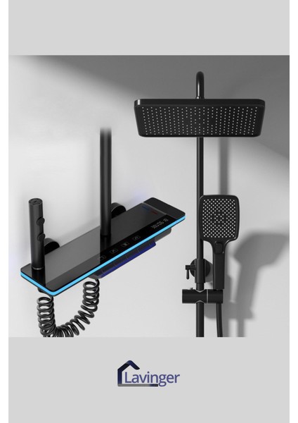 Akıllı LED Ekranlı Termostatik Duş Sistemi – 5 Fonksiyonlu Premium Tasarım - Robot Işıklı Gri