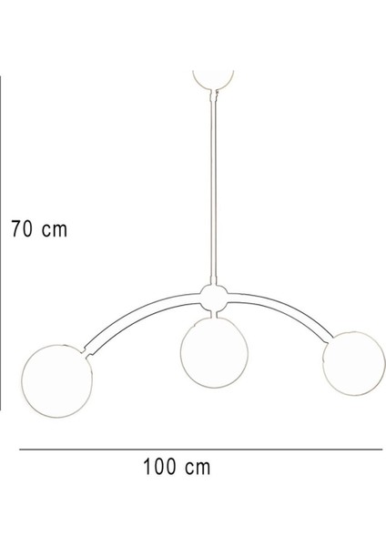 3 Lü Gold-Siyah Metal Gövde Bal Rengi Camlı Lüks Avize