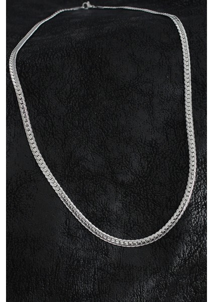 316L Çelik Işlemeli Ezme Zincir Model Gümüş Renk Erkek Kolye