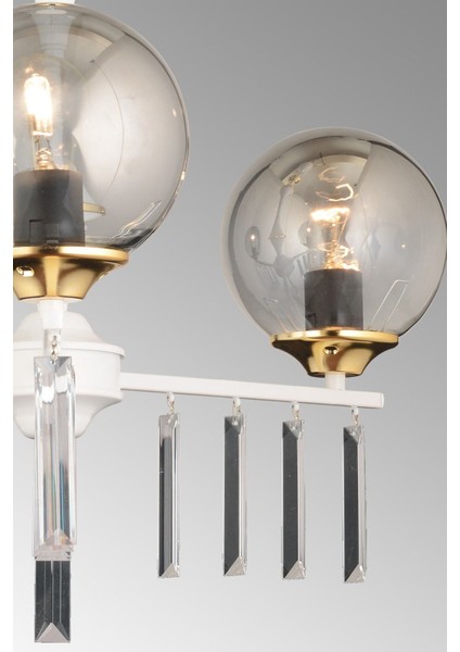 Beyaz 5'li Füme Glop Camlı Kristal Avize, Şık ve Modern Aydınlatma Parçası indirimleri