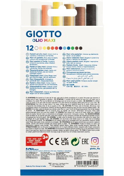 Olio Maxi 12 Renk Yağlı Pastel Boya Seti | Canlı Renkler ve Yumuşak Sürüm | Çocuk Resim Boyaları modelleri
