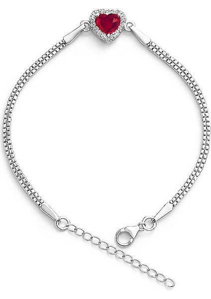 Zarif Kalp Taşlı Ayarlanabilir Gümüş Bileklik