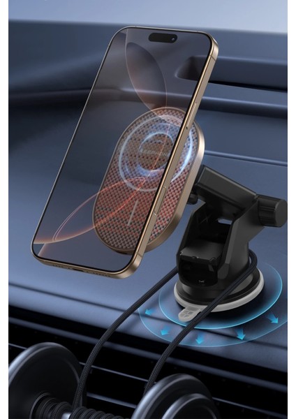 KPW-081 Kevlar Seanova 2in1 360 Dönebilen 15W Kablosuz Şarj Destekli Manyetik Magsafe Telefon Tutucu - Apple Iphone fırsatları