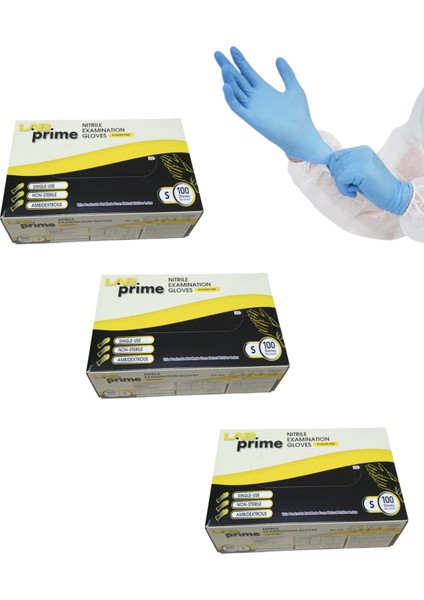 Nitril Muayene Eldiveni Mavi Pudrasız 100’LÜ Paket x 3 Adet -- S Beden