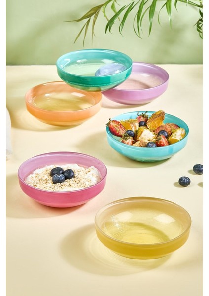 Çok Renkli 6 Parça Cam Dondurma ve Meze Kase Seti fiyatları