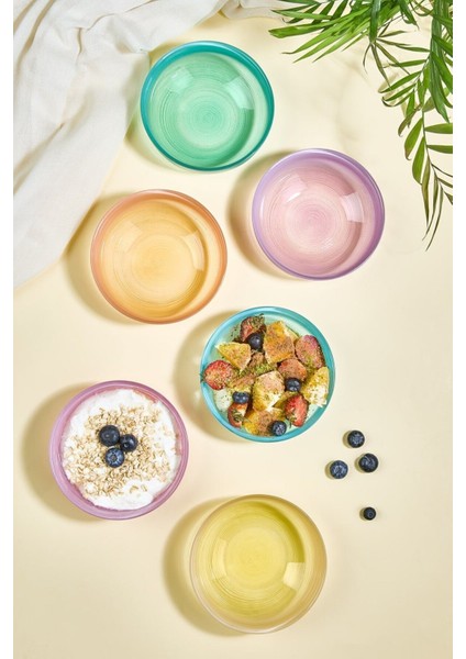 Çok Renkli 6 Parça Cam Dondurma ve Meze Kase Seti modelleri