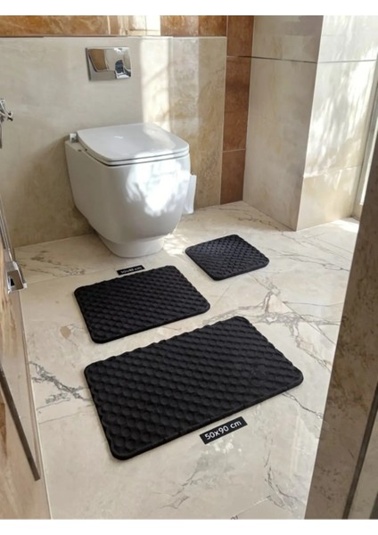Home Modern Siyah Klozet Takımı – 2’li Şık Banyo Paspas Seti, 50X90 & 40X50 cm fiyatları