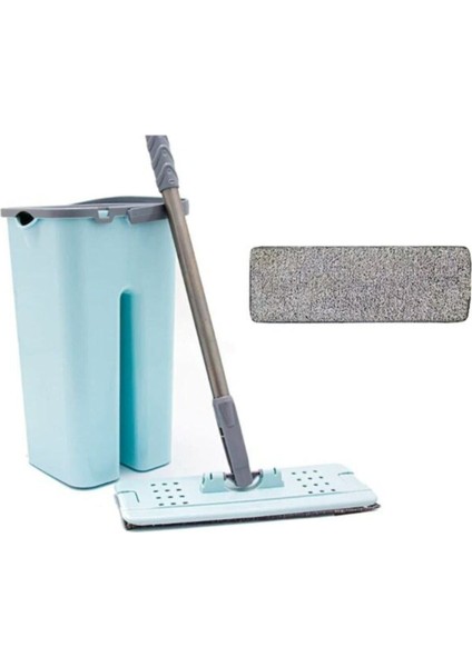 Mavi Renkli Tablet Mop Temizlik Seti + Yedek Mop, Kolay ve Hızlı Temizlik Için