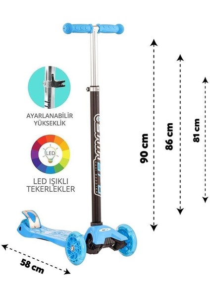 Mavi Twist Işıklı Scooter Kırmızı