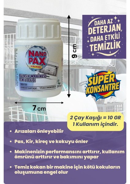 Çamaşır Makinesi & Bulaşık Makinesi Temzileyici Toz Bakım Seti (2 Adet x 200GR) modelleri