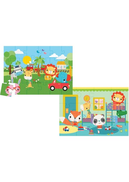 13406 Ks Fisher-Price Baby Puzzle - Railway & Bedtime / 12+24 Parça Puzzle / +4 Yaş