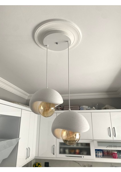 Dream Mode Beton Görünümlü Modern Şık Iskandinav Tarz 2 Başlı Avize (25CM) (Rustik Ampul Hediyeli) Nestvibe