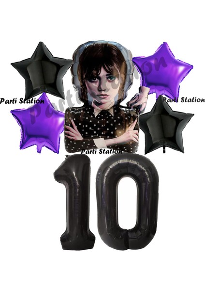 Wednesday Addams Temalı Doğum Günü Balon Seti Wednesday Doğum Günü Konsepti