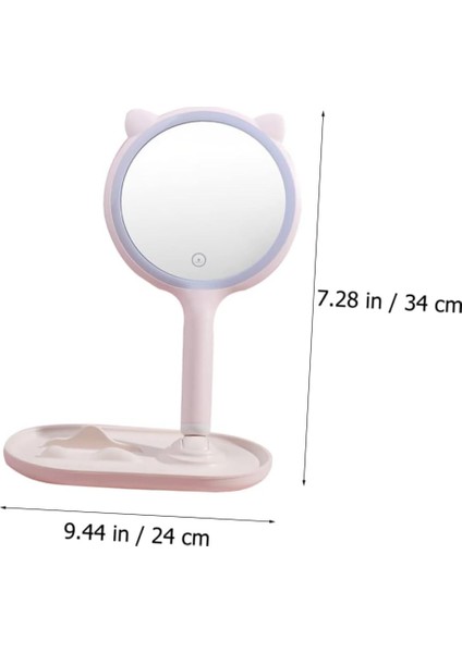 Kedi Kulaklı LED Işıklı Dokunmatik Masa Üstü Makyaj Aynası ve Telefon Standı fırsatları