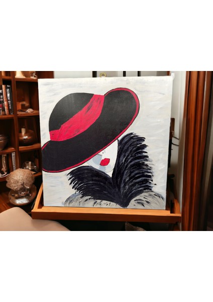 Şapkalı Kadın El Yapımı Tablo