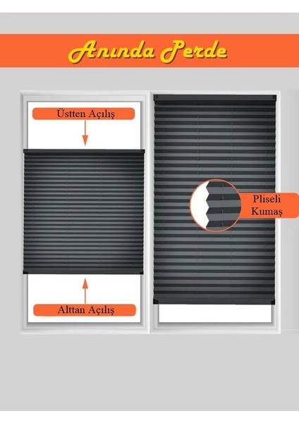 Antrasit Plise Perde Katlanır Cam Balkon Perdesi - Ofis Perdesi - Mutfak Perdesi fırsatları