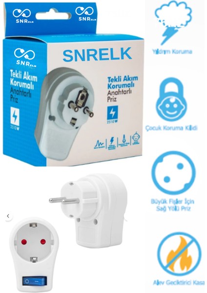 - (Akım-Şok-Çocuk) Korumalı Priz