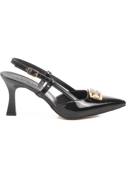 PC-54663 Z Siyah Rugan Kadın Abiye Ayakkabı modelleri