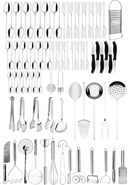 Paslanmaz Çelik 92 Parça Çatal Kaşık Bıçak Seti, Mutfak ve Servis Gereçleri