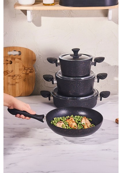 Yapışmaz Tabanlı 7 Parça Granit Tencere Seti, Dayanıklı ve Şık Tasarım fiyatları