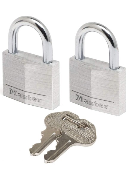 Lock 9130EURT Anahtarlı 2'li Alüminyum Asma Kilit Seti, Gri, 3 x 5,2 x 1,6 cm