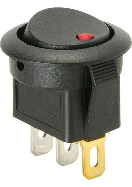 Pano Tip Yuvarlak Işıklı Anahtar On-Off 12VOLT Kırmızı (IC-132E) (5047)