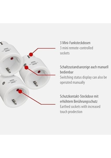 Comfort-Line Mini 3+1 Kablosuz Priz Seti, 3'lü Uzaktan Kumanda Seti (Iç Mekan, El Vericisi ve Yüksek Temas Koruması) Beyaz fiyatları