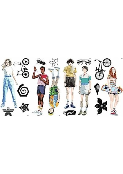 RMK4675SCS Stranger Things Soy ve Yapıştır Duvar Çıkartmaları, Beyaz, Siyah, Mavi fiyatları