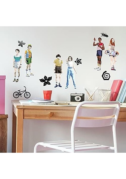 RMK4675SCS Stranger Things Soy ve Yapıştır Duvar Çıkartmaları, Beyaz, Siyah, Mavi modelleri