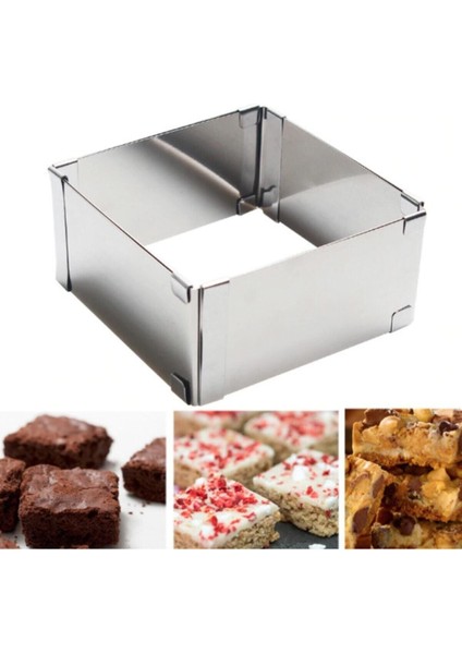 Genişletilebilir Kare Pasta Kek Kalıbı 22X40X8CM, Gri Renk