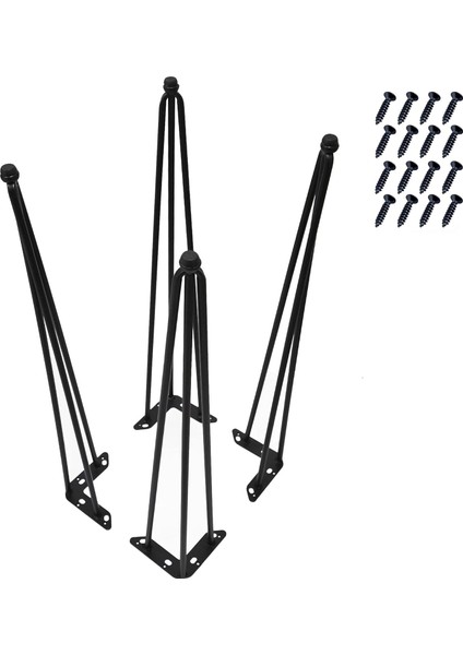 Soft Things Saç Tokası Metal Masa Ayakları 76,2 cm Mobilya Kahve Bankı Yemek Sonu Endüstriyel Masa Masası Seti Vidalar ile Ayarlanabilir Minder Siyah Zemin Koruyucuları, 76,2 cm