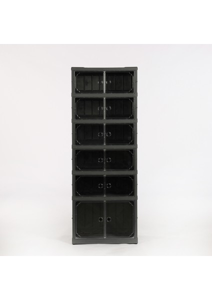 6 Raflı Çok Amaçlı, Geniş, Katlanabilir Dolap, Ayakkabılık ve Raf, Antrasit Gri fiyatları