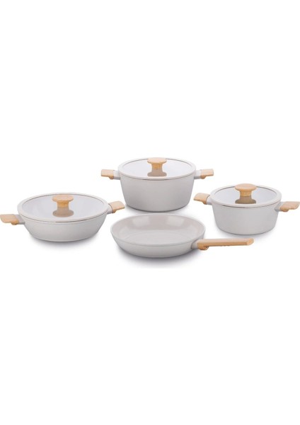 7 Parça Bej Tencere Seti, Dayanıklı ve Şık Mutfak Gereçleri fiyatları