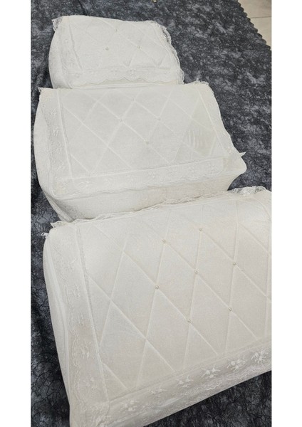 Kadife Gold Işlemeli 3'lü Krem Petekli Bohça, Nişan ve Düğün Seti fiyatları