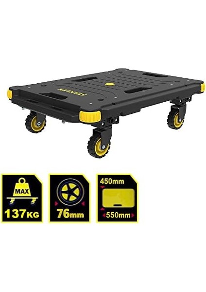 PC531 137 kg 55X45 cm Dört Tekerli Yük ve Paket Taşıma Arabası, Sarı/siyah modelleri