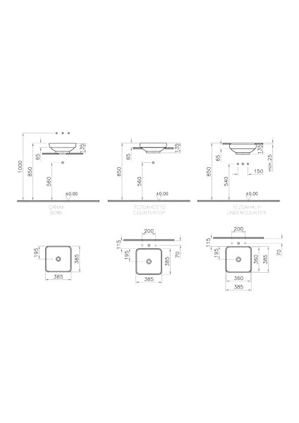 Water Jewels 4441B403-1361 Kare Çanak Lavabo, Vitra Clean, 40 Cm, Beyaz modelleri