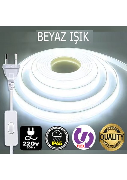Neon LED 220volt (BEYAZ 8 METRE NEONLED)Tak Çalıştır Fişli ve Anahtarlı ((VİDEOYU İZLEYİNİZ))MUTFAK DOLABINA ÇOK ŞIK VE KULLANIŞLIDIR indirimleri