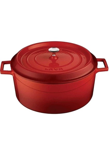 Kırmızı 24CM ve 28CM Yuvarlak Sığ Demir Döküm Tencere Seti, Şık ve Dayanıklı. modelleri