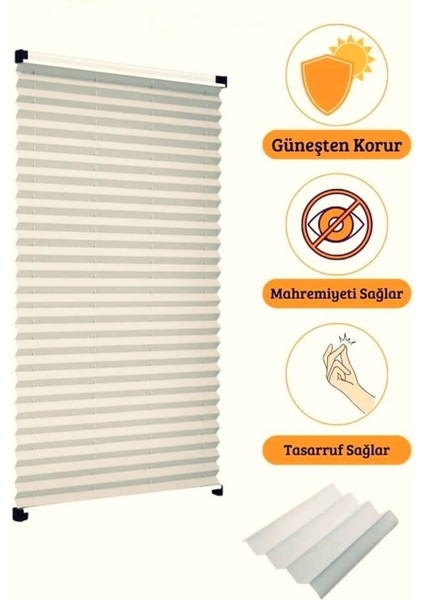 Krem Plise Perde Katlanır Cam Balkon Perdesi - Ofis Perdesi - Mutfak Perdesi modelleri