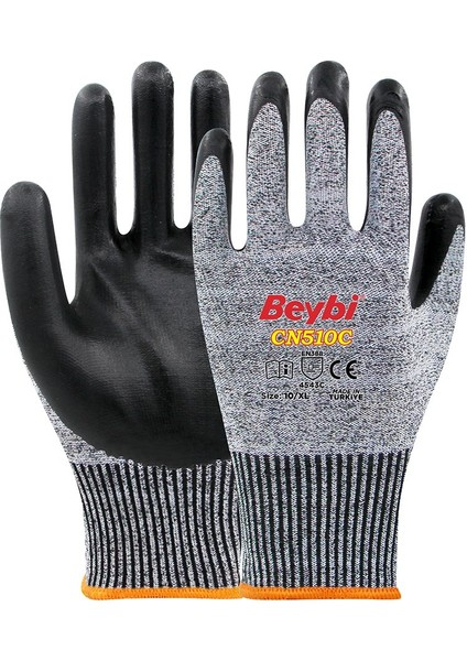 CN510C Kesilmeye Dayanıklı Nitril Kaplı İş Eldiveni – 1 Çift –9 Beden -Sanayi, İnşaat, Camcı ve Endüstriyel Kesilmez Eldiven