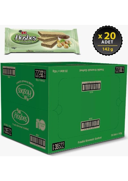 Hoşbeş Fındık Kremalı Gofret 142 G * 20 Adet