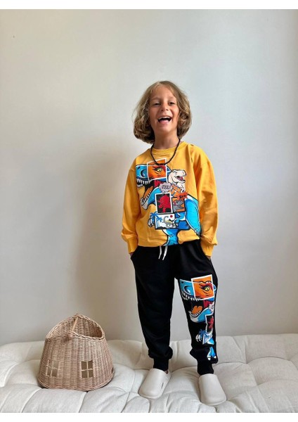 Dinazor Baskılı Uzun Kollu Erkek Çocuk Alt Üst Takım modelleri