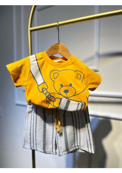 Sarı Bear Cepli Erkek Alt-Üst Takım